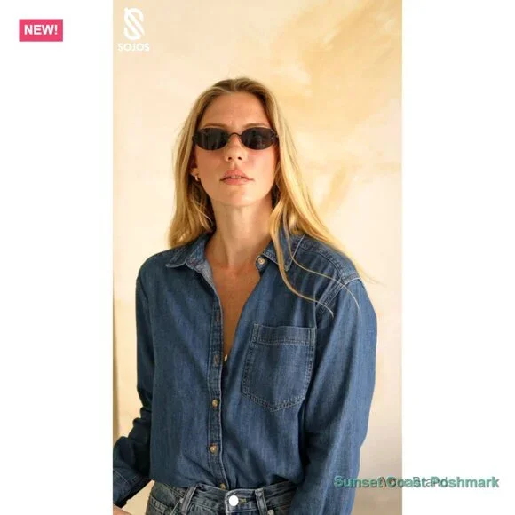 Retro Small Oval Sunglasses Rimless Vintage Narrow Shades - Picture 7 of 7